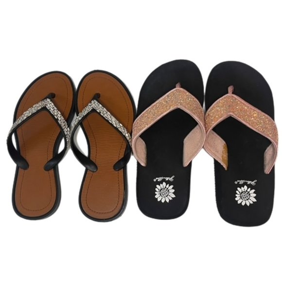 Bundle of Girl's Sparkly Flip Flops Size 1/2 - Picture 1 of 7